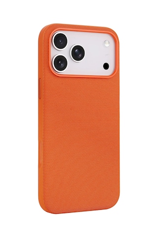Maks Technology Apple Uyumlu iPhone 17 Pro Max Kılıf M-safe Şarj Özellikli Kumaş Tasarımlı Mkst Miami Sert Pc Kapak - Turuncu