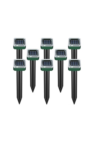 Xiyyadms Güneş Enerjili Ultrasonik Hayvan Kovucu, 40 Füt Çaplı Kapsama, Sıçan-yılan-kazıkçılardan Koruma, 8 Adet Yeşil Plastik Model