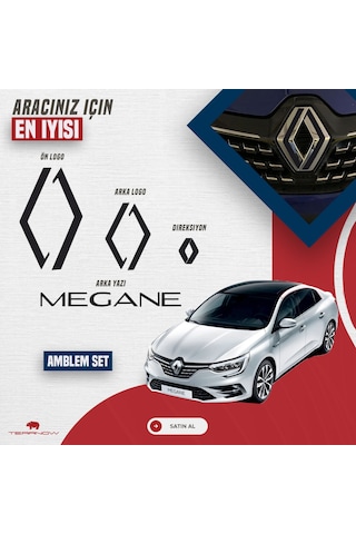 Renault Megane 4 2016-2024 Yeni Tarz Amblem Kaplama-piano Black