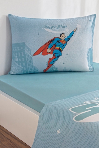 Özdilek Superman Hero Tek Kişilik Lisanslı Lastikli Çarşaf Çocuk Nevresim Takımı Mint