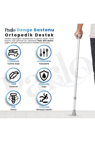 Denge Bastonu- Kaymaya Dirençli Ayarlanabilir Baston Hafif Yüksek Kalite Yürüme Bastonu