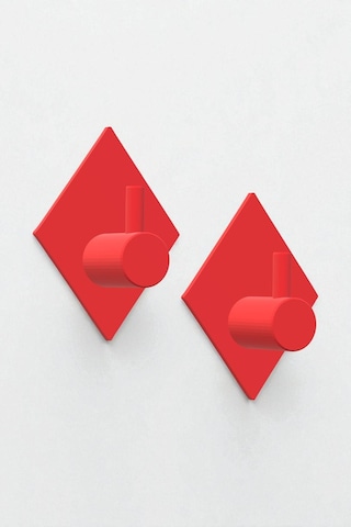 2'li Askılık Havlu Askısı, Bornoz Askısı, Kapı Arkası, Duvara Monte, Dayanıklı Malzeme, Kırmızı 98 Kırmızı