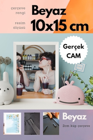 Beyaz-20mm Çerçeve Camlı 10x15 Cm Fotoğraf Resim Çerçevesi Ayaklı Veya Duvara Asma Yatay-dikey 30263128
