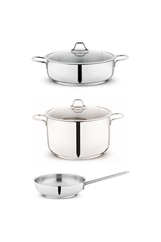 Held 28 Cm Çelik Tencere Takımı Derin Tencere-basık Tencere-çelik Tava Sc Ha Fer Gri