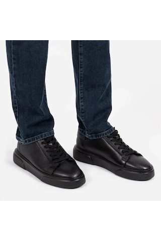 Twingold Kişiselleştirilebilir Kalın Ortopedik Tabanlı %100 Deri Sneaker Spor Ayakkabı - Siyah Çok Renkli