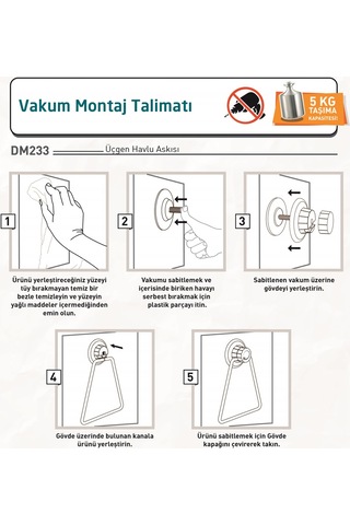 Teknotel Delme Vida Matkap Yok Vakumlu Üçgen Havluluk Beyaz Dm233 Beyaz