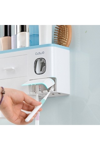 Prestigegoods Aswei A1909 Pembe Diş Fırçası Tutucu Duvara Monte, 30x18.8x10cm, Aile İçin, Dayanıklı Pp+abs Diğer