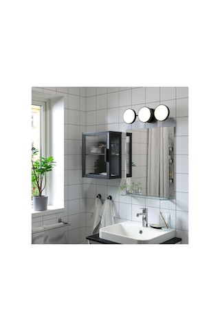 Banyo Duvar Dolabı, Antrasit-sazlı Cam, 36x18x44 Cm