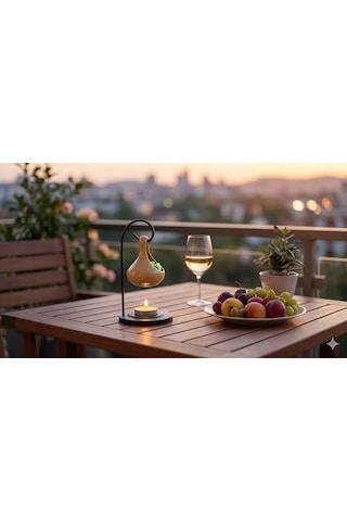 Modern Seramik Buhurdanlık Seti - 16&apos Lı Tealight Mum Ve Değiştirilebilir Aroma Wax Hediye Açık Kahve