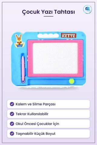 Küçük Yazı Tahtası Yaz Sil Çocuk Çizim Panosu Kalemli Taşınabilir Çok Renkli