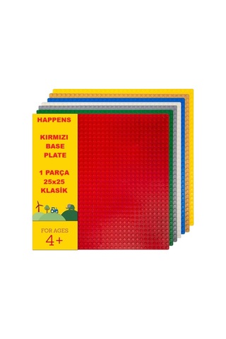 Classic Kırmızı Zemin Plaka, +4 Yaratıcı Oyuncak Yapım Seti 1 Parça 25cmx25cm, Baseplate