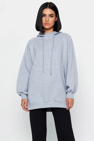 Benerly Kadın Kapüşonlu Düşük Kol Uzun Sweatshirt Fonksiyonel Dayanıklı K Gri