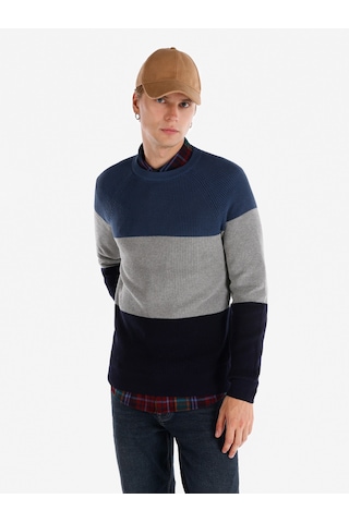 Colin's Colins Regular Fit Bisiklet Yaka Çizgili Lacivert Erkek Kazak Cl1066283 Lacivert