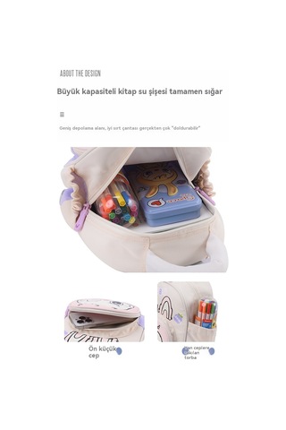 Labubu Çocuk Okul Çantası 3-6 Yaş Okul Öncesi Sırt Çantası Mor