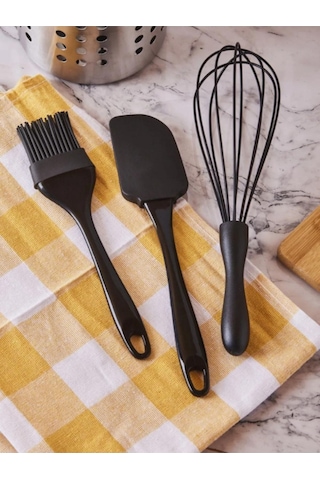 Perotti 15398 Mundo 3'lü Set Çırpıcı,spatula Ve Fırça Çırpıcı Seti Siyah Renkli