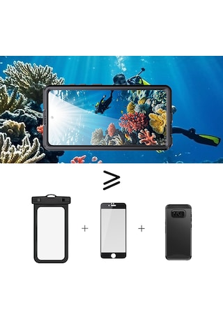 Samsung Uyumlu Galaxy S26 Ultra Kılıf 360 Ön Ve Arka Koruyucu Kapak Su Geçirmez 1-1 Silikon Zırhlı Kapak Siyah