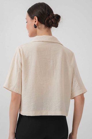 Gabria Kısa Keten Ceket Taş