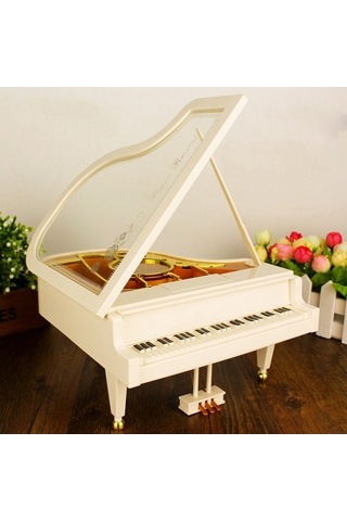 Novahub Klasik Balerin Kız Dansçı Piyano Müzik Kutusu Beyaz, Mekanik Diğer