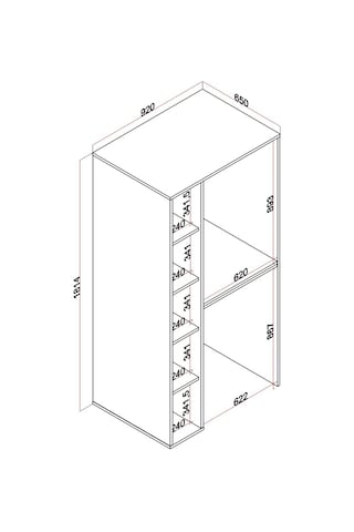 Rudu Noa Çamaşır Ve Kurutma Makinesi Dolabı, Banyo Dolabı 92x65x184 Cm 1 Kapaklı 5 Raflı - Meşe-beyaz Meşe - Beyaz