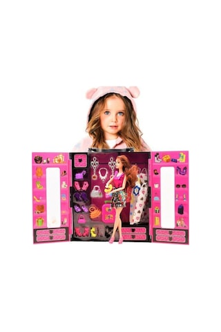 Dln Barbie Bebek Beauty Elbise Takı Gardrop Seti 30 Parça Gardolap Oyuncak
