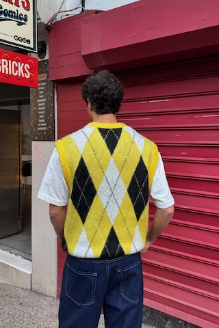 Flaw Baklava Desen Triko Süveter Sarı Sarı