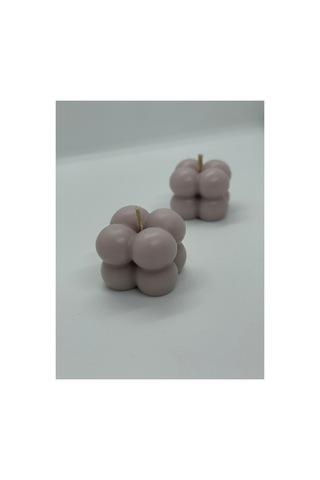 El Yapımı Bej Küp Mum 2'li Küçük Bubble %100 Soya Wax Düğün/kına/nişan/hediyelik Bej