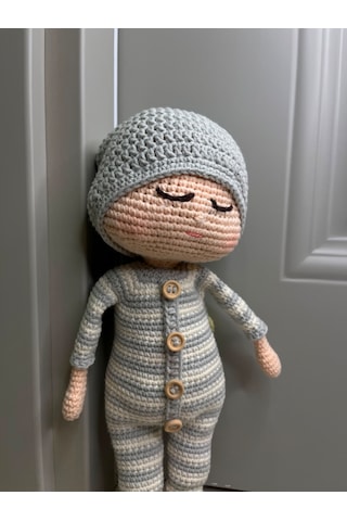 El Yapımı Amigurimi Uyuyan Uyku Arkadaşı Bebek&örgü Oyuncak 32 Cm