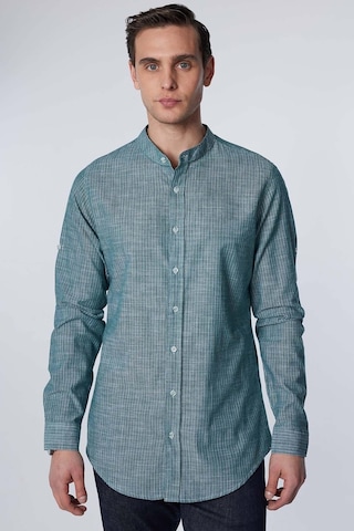 Tudors Slim Fit Uzun Kollu Dar Kalıp Çizgili Hakim Yaka Kol Katlamalı Keten Doku Yazlık Erkek Gömlek-30956-çok Renkli Çok Renkli
