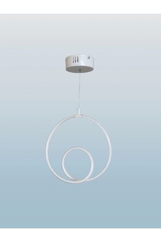 Dmr Tekli Dikey Çift Halka Sarkıt Led Avize Beyaz Kasa Üç Renk 6500k/4000k/3000k Beyaz/ılık Beyaz/s Çok Renkli