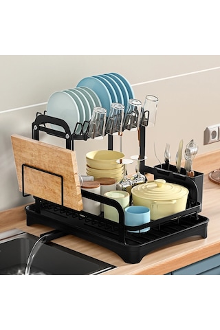 Ambition 2 Tier Çanak Kase Süzgeç Depolama Raf Mutfak Drenaj