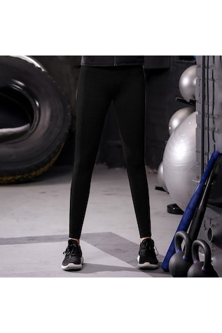 Kosona Kadın Yoga Spor Taytları - Ağ Şeritli, Yansıtıcı Çizgili, Yüksek Lastik Bel, Ter Emici - Koşu & Egzersiz İçin Siyah Euro Beden SiYAH