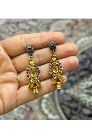 Sitrin Gümüş Küpe 336 Sarı