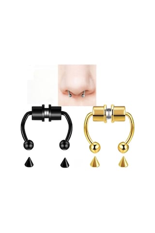 Altın Renk Burun Ucu Mıknatıslı Septum Piercing Fake Deliksiz Küpe