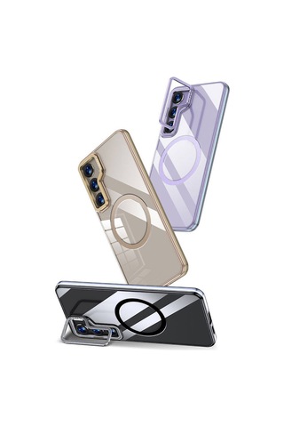 Galaxy S24 Plus Uyumlu Kılıf Magsafe Şarj Özellikli Wlons Standlı Efsane Kapak Gold