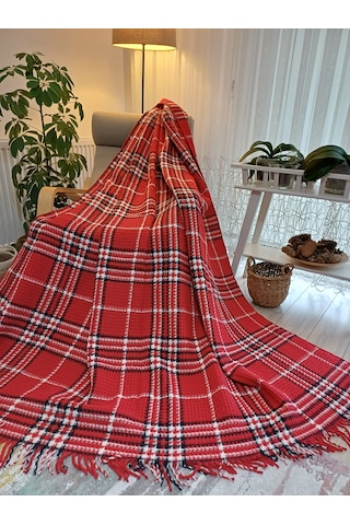 Skoç Battaniye Tek Kişilik Kırmızı-beyaz Sevgililer Günü Özel Ser