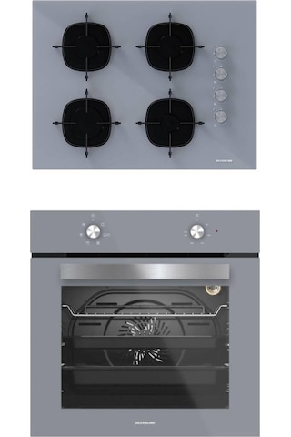 Silverline BO6501S01 - CS5665S01 2'li İkili Gri Cam Ankastre Set