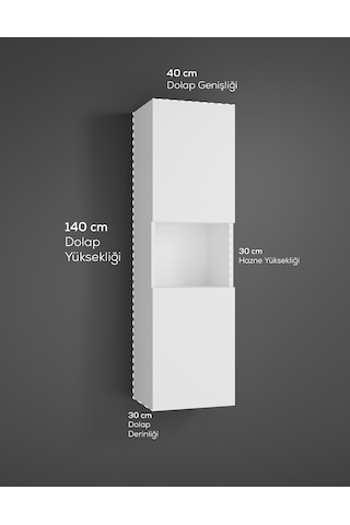 Lisa Banyo Dolabı Duvara Monte Raflı Mdf Beyaz