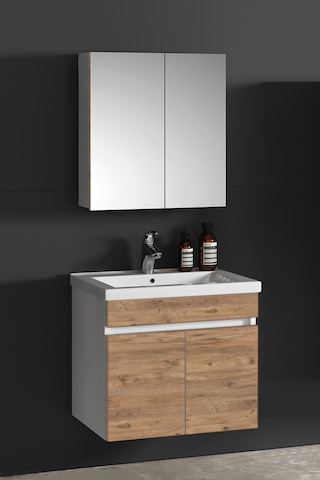 Çiğdem 55 Cm Beyaz-atlantik Mdf Lavabolu Asma Banyo Dolabı Takımı Beyaz - Atlantik Çam