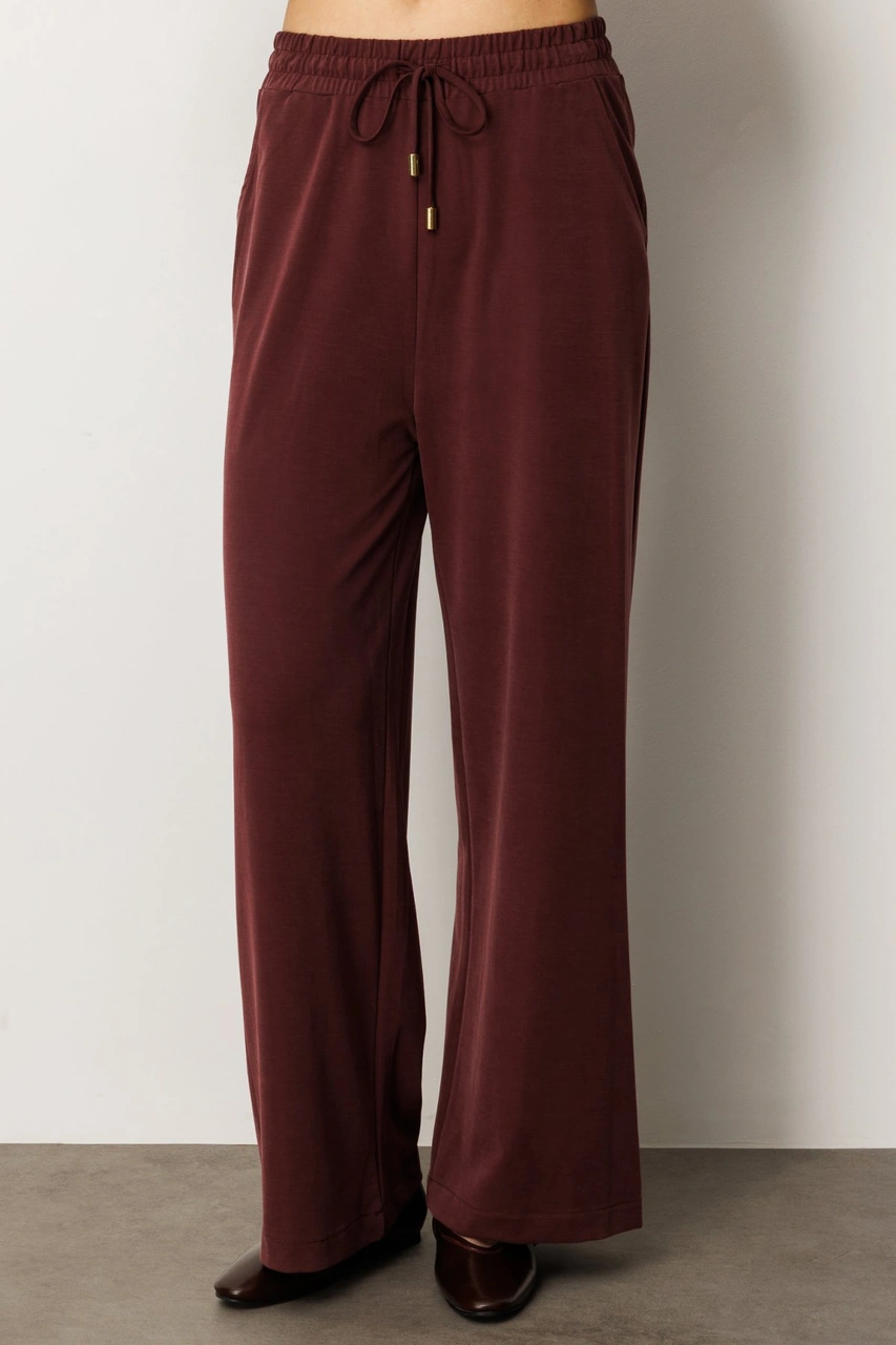 On Kadın Beli Lastikli Bol Paça Pantolon 66307 Bordo Bordo