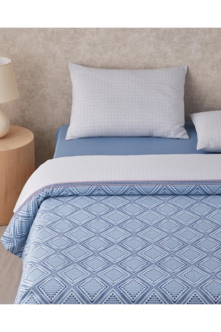 English Home Diamond Twist Kolay Ütülenir Tek Kişilik Çarşaflı Nevresim Takımı 160x220 Cm Koyu Mavi Koyu Mavi