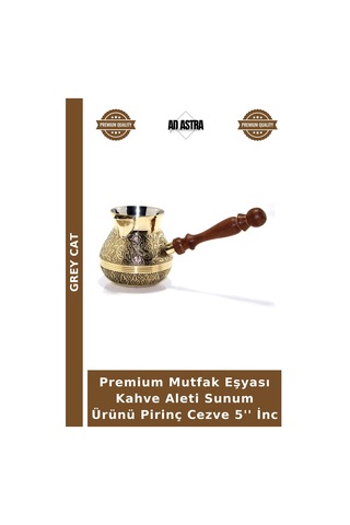 Premium Mutfak Eşyası Kahve Aleti Sunum Ürünü Pirinç Cezve 5'' İnc