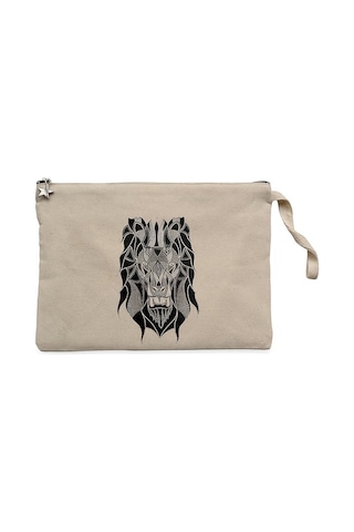 Lion Brothers Lion Mozaik Krem Clutch Astarlı Cüzdan / El Çantası Krem