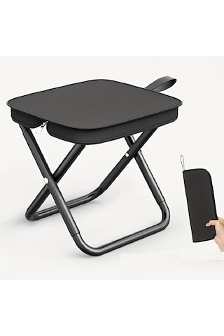Taşıma Çantalı Portatif Katlanabilir Kamp Ve Balıkçı Taburesi - Pratik Mini Sandalye Siyah