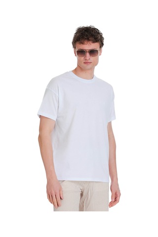 Hatemoğlu Beyaz Regular Fit 100% Pamuk Bisiklet Yaka Oversize Tişört 1995327 Beyaz