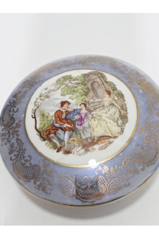 Limoges Desenli Mavi Porselen Şekerlik