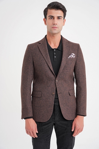 C 718 Ceket Slim Kahve Kahverengi