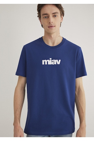 Mavi Miav Baskılı Tişört 067153-70722 Lacivert Mavi