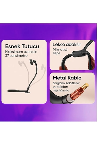 Manyetik Silikon Boyun Telefon Tutucu Eller Serbest, Ayarlanabilir Ve Rahat Kullanım 1 ADET