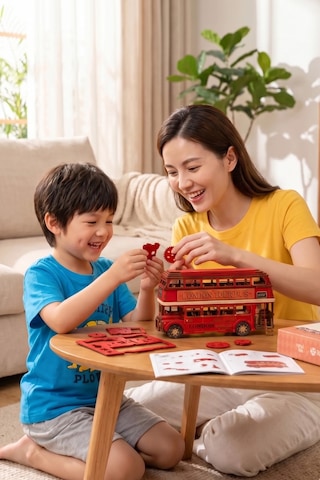 London Bus 3d Puzzle Ahşap Minyatür Maket Kiti Dıy Kendin Yap
