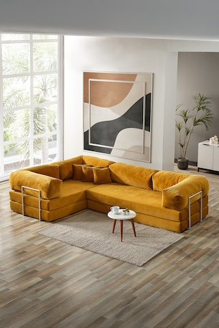 Legom Lucas Aktivite Koltuğu Yatak Olabilen Çok Amaçlı Kanepe L Koltuk Hardal Hardal